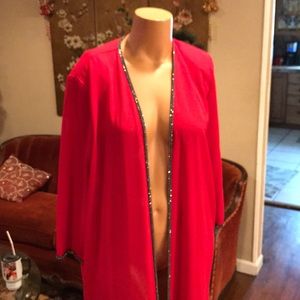 Red long duster coat with rhinestones XL 1X